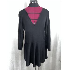 NEW Lane Bryant Stretch Swing Collection Flowy Long Sleeve Knit Top Black‎ 14/16